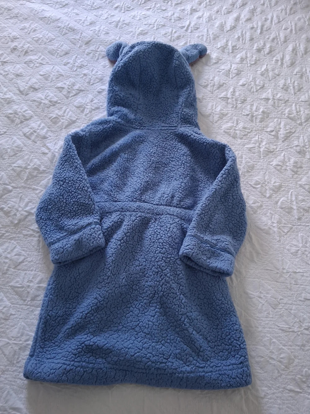 Disney Collection Kids' Blue Plush Cozy Hooded Robe Tie Belt Pockets Sz 4 Years